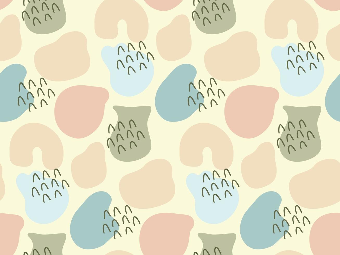 Seamless pattern background with pastel blobs and doodles vector
