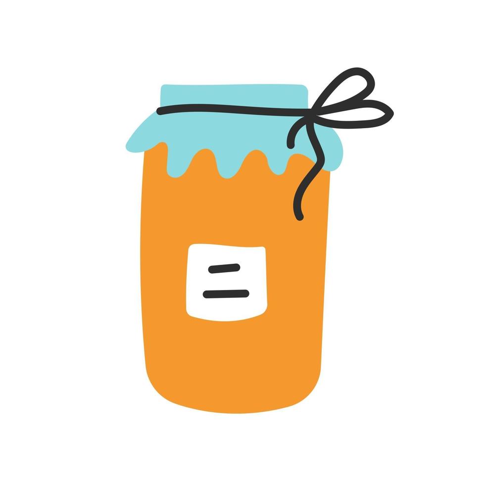 A jar of homemade jam. Vector illustration in a flat doodle style