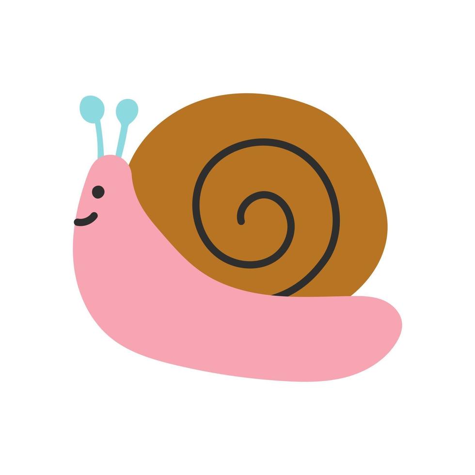 Cute snail. Vector illustration in a flat doodle style