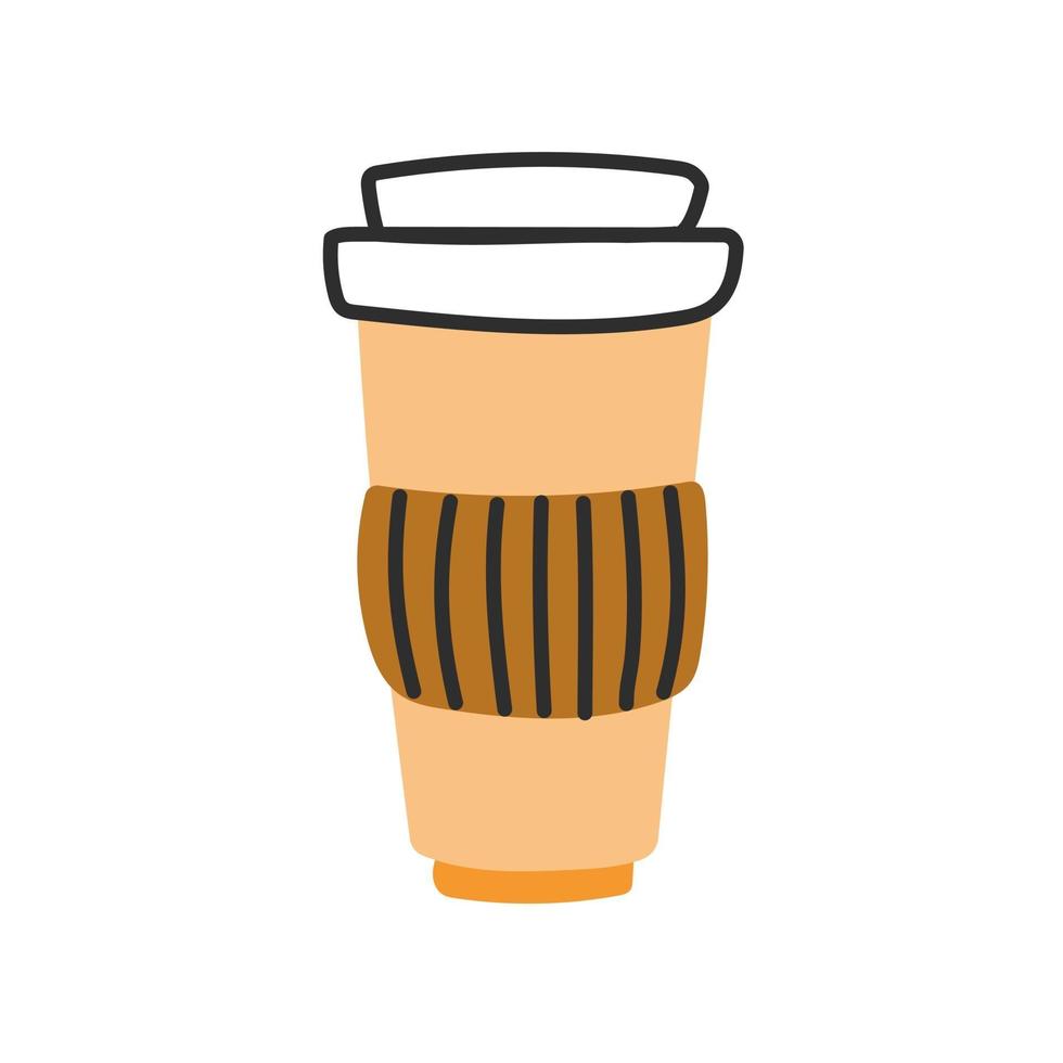 A cup of coffee. Vector illustration in a flat doodle style