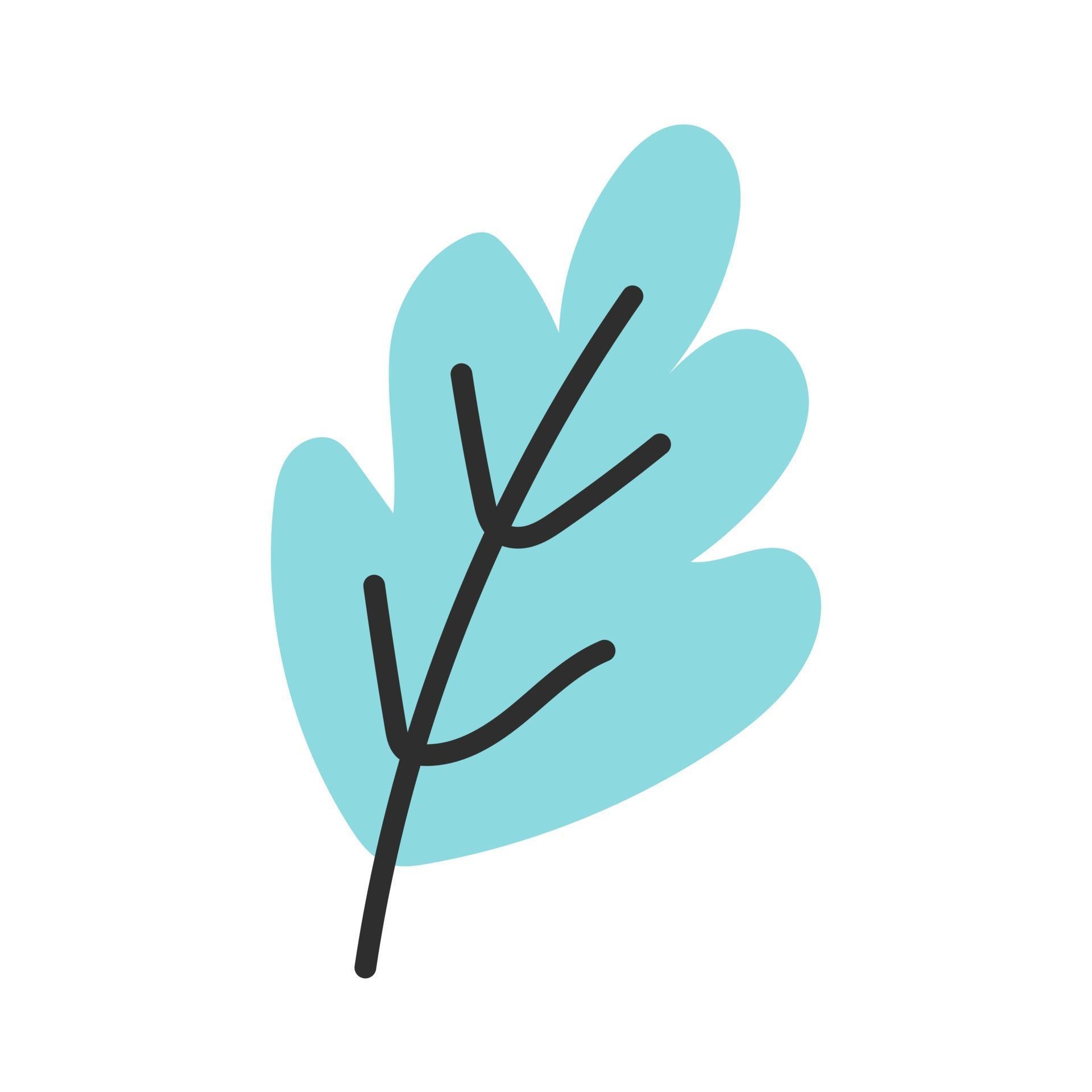 A blue leaf. Vector illustration in a flat doodle style 3129513 Vector