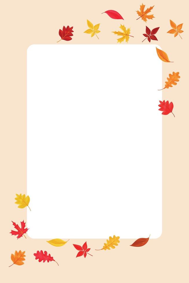 Autumn background frame with colored falling leaves vector