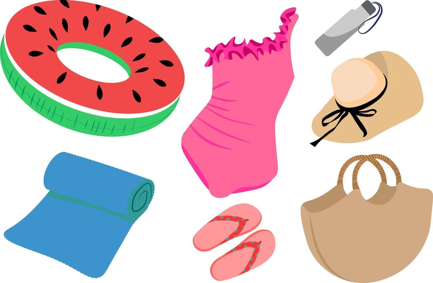 A set of cute summer items vector