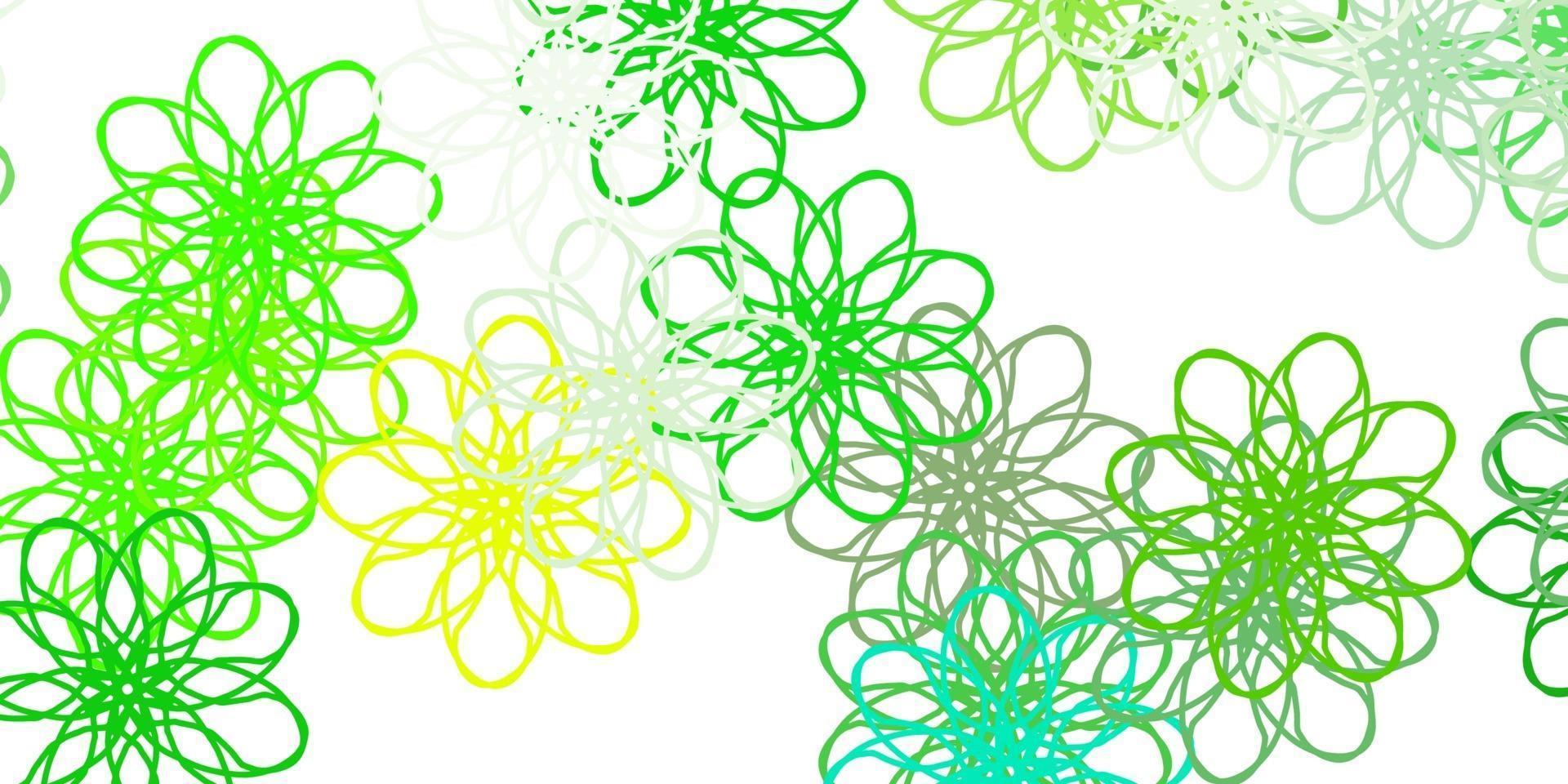 Fondo natural de vector verde claro, amarillo con flores.