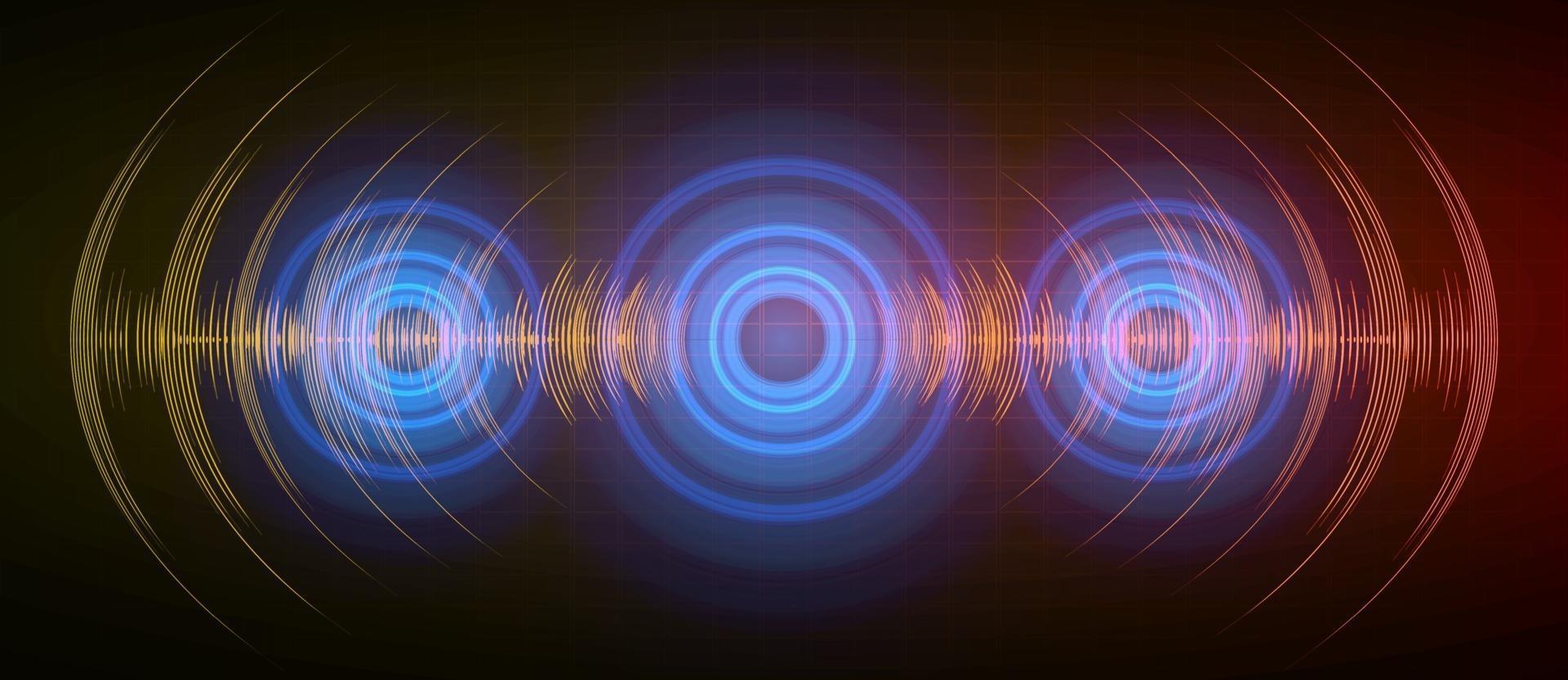 Sound waves oscillating dark light vector