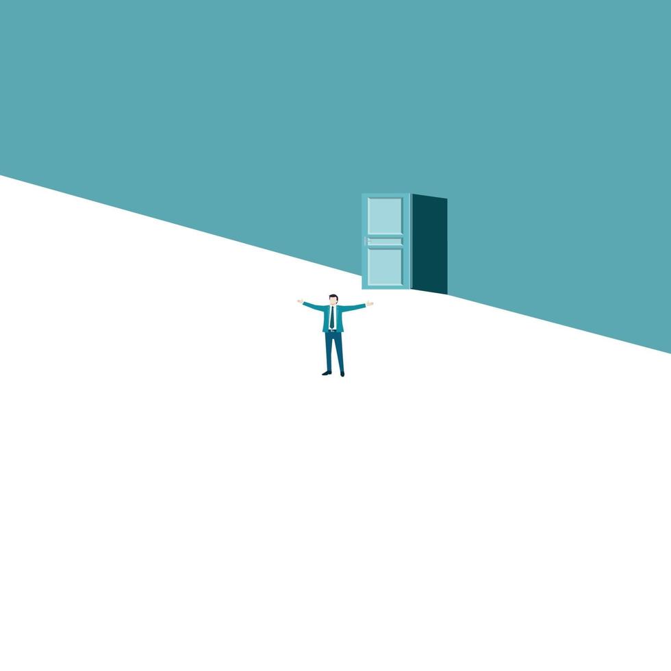 Man open the door. Business expansion and growth vector