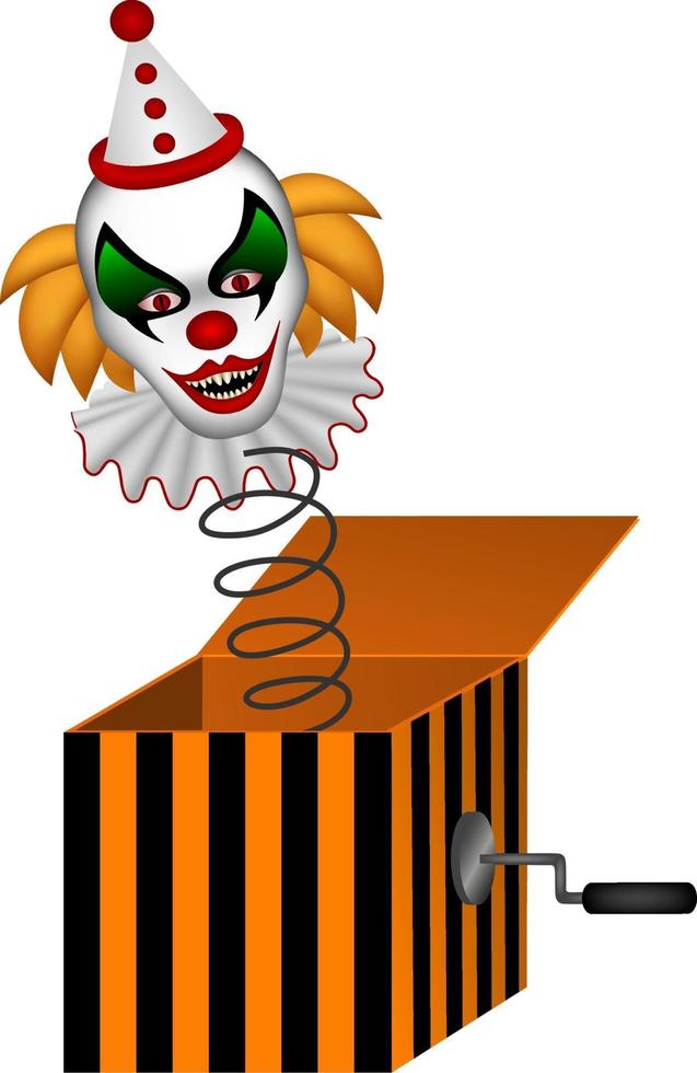 payaso de halloween en el vector de caja