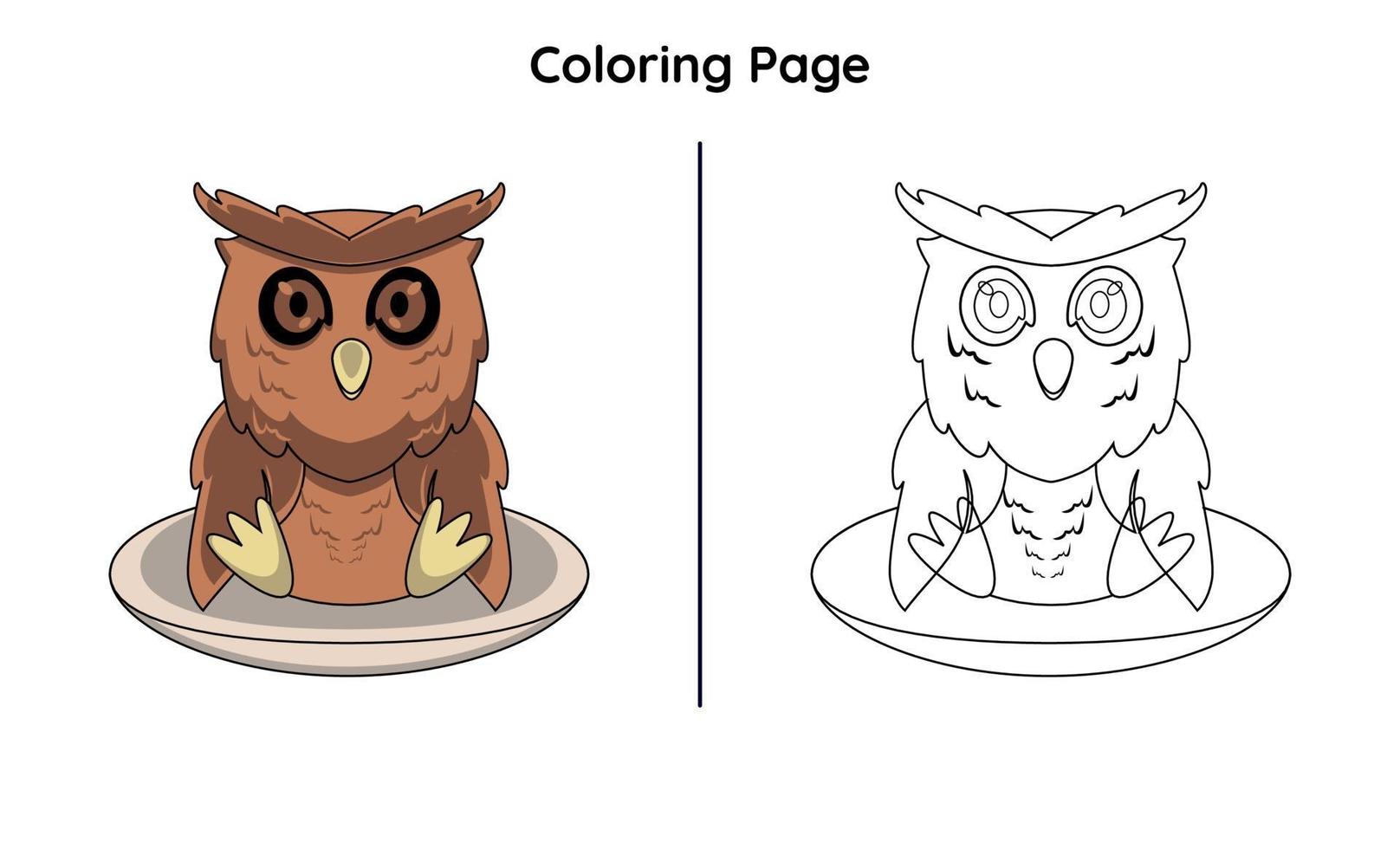 cute owl with coloring page vector