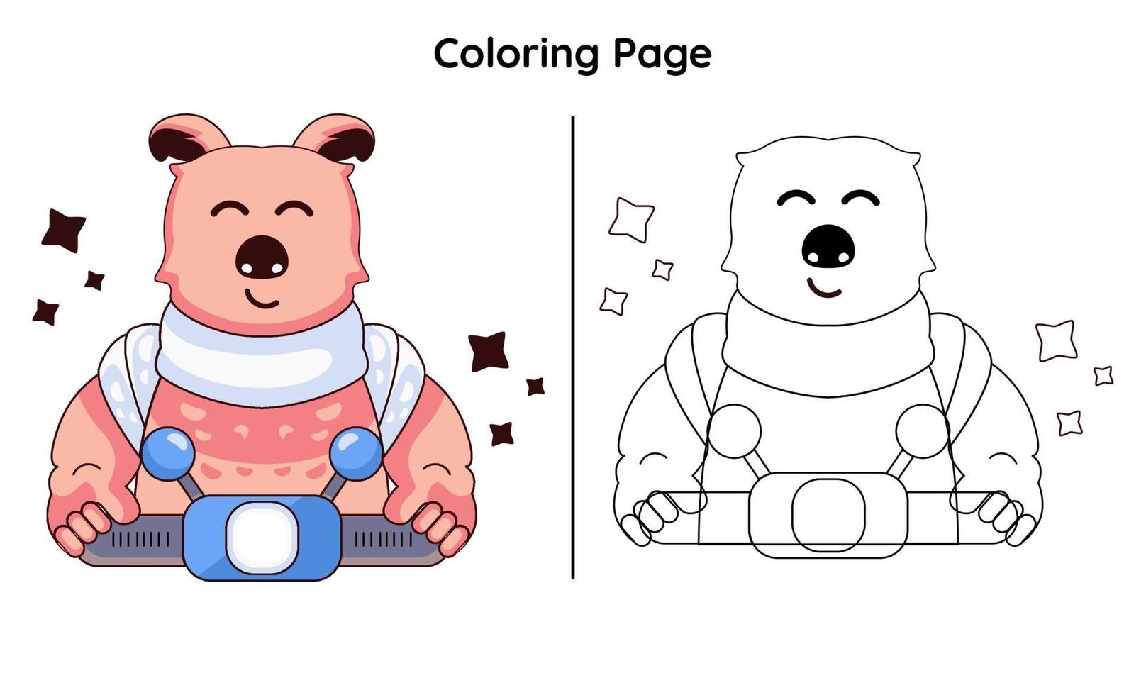 cute pig with coloring pages vector