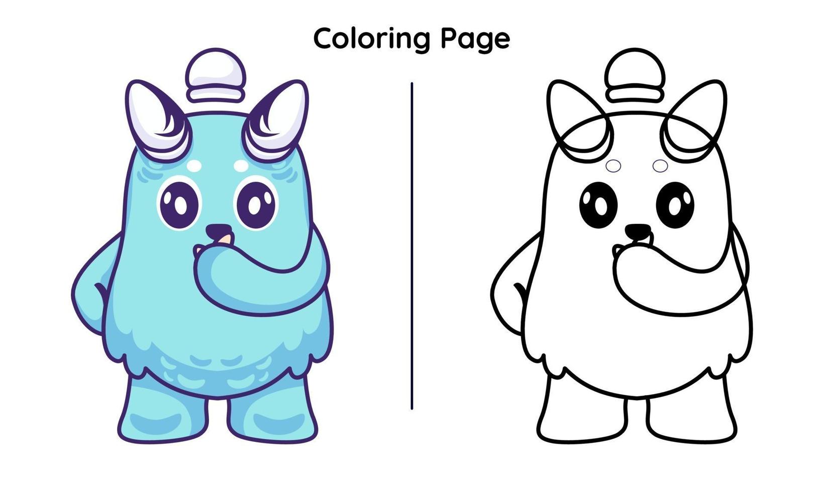 Cute monster With coloring page vector