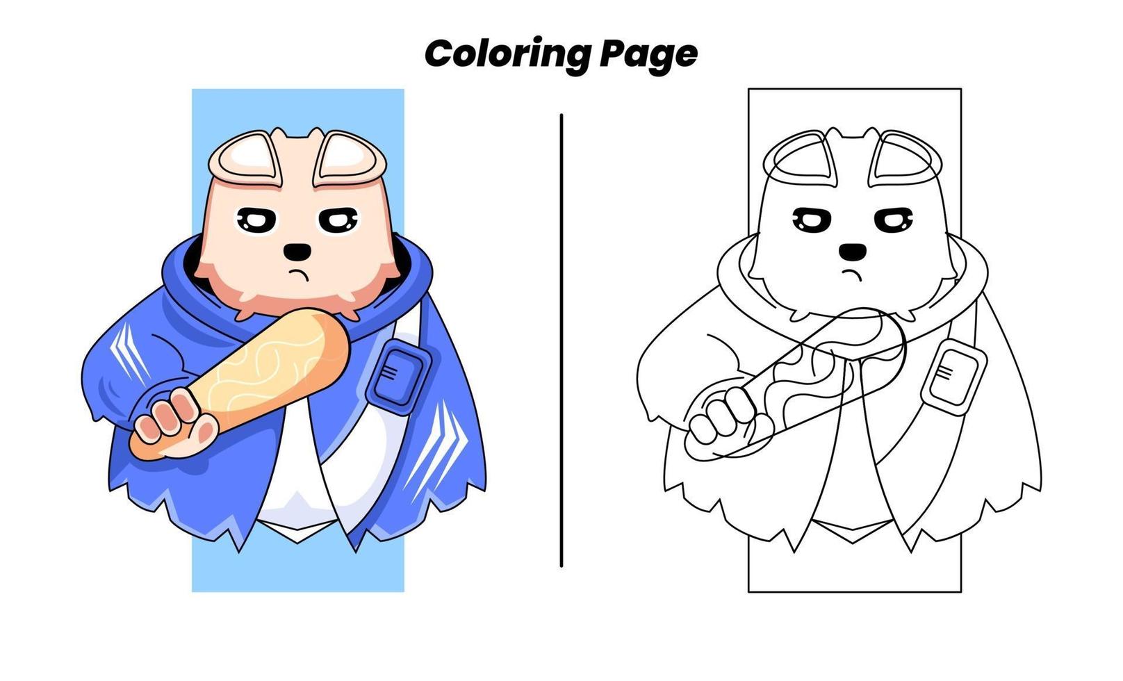 cute pig hero with coloring pages vector