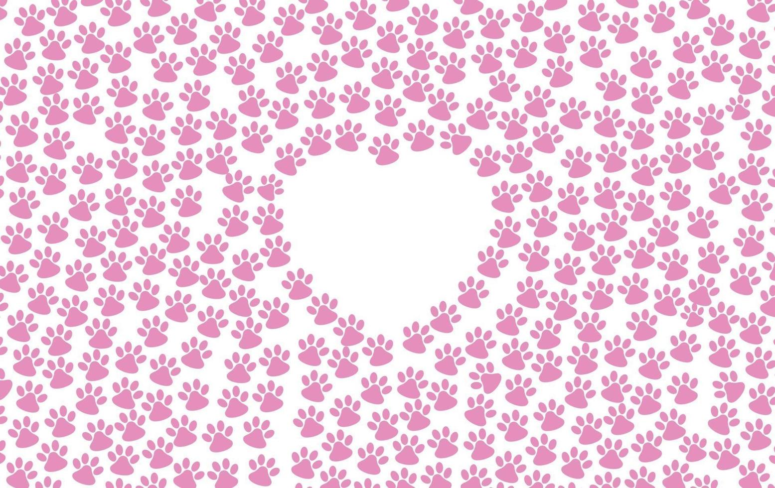 heart shape animal paw pattern background vector