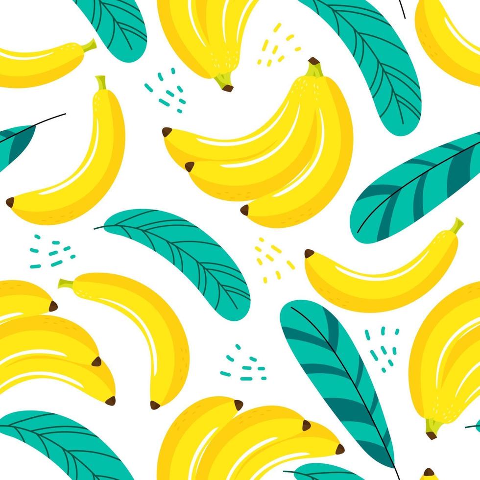 Seamless pattern banana and leaf on white background vector