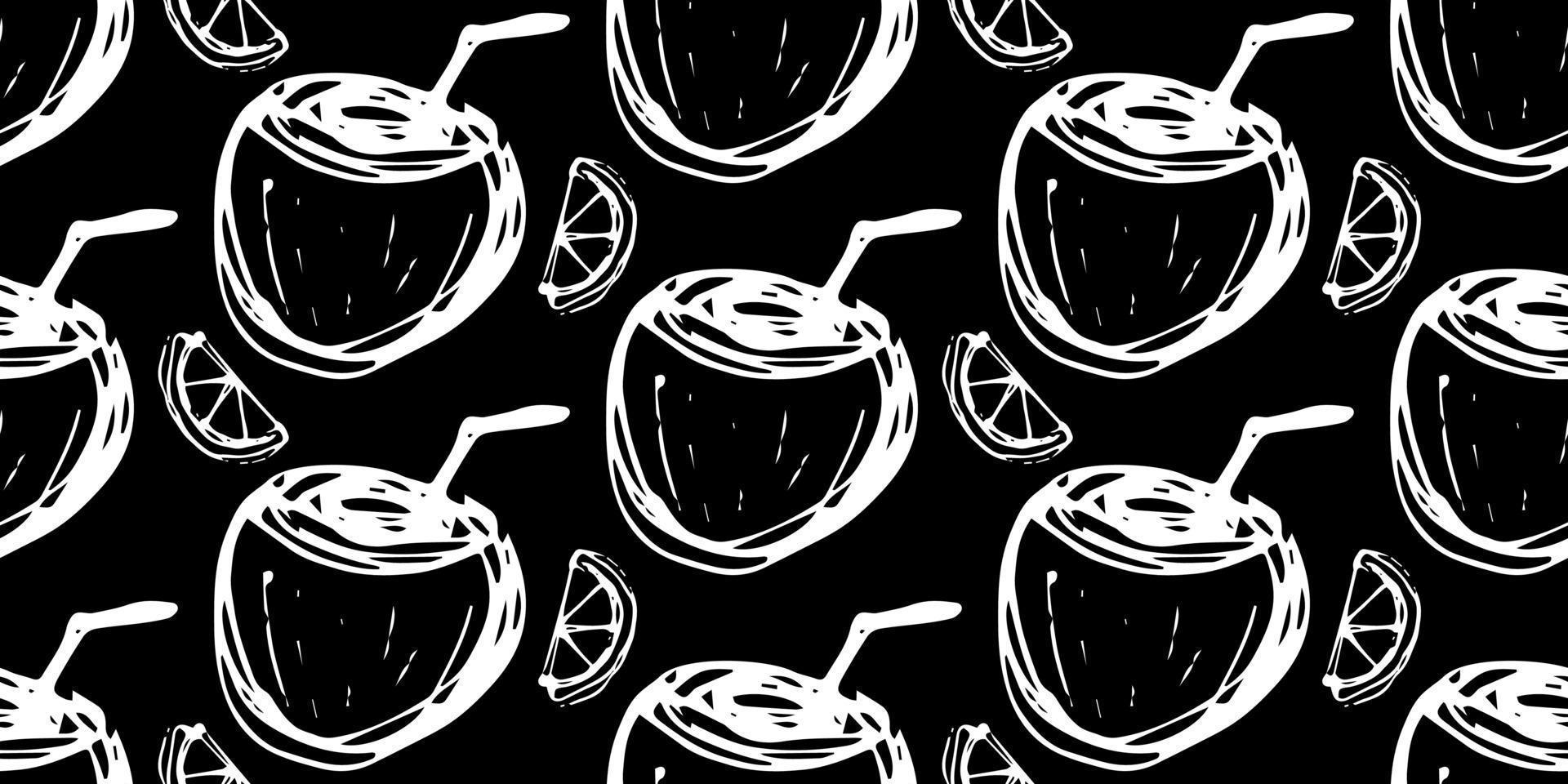 coconut cocktail lime seamless pattern vector