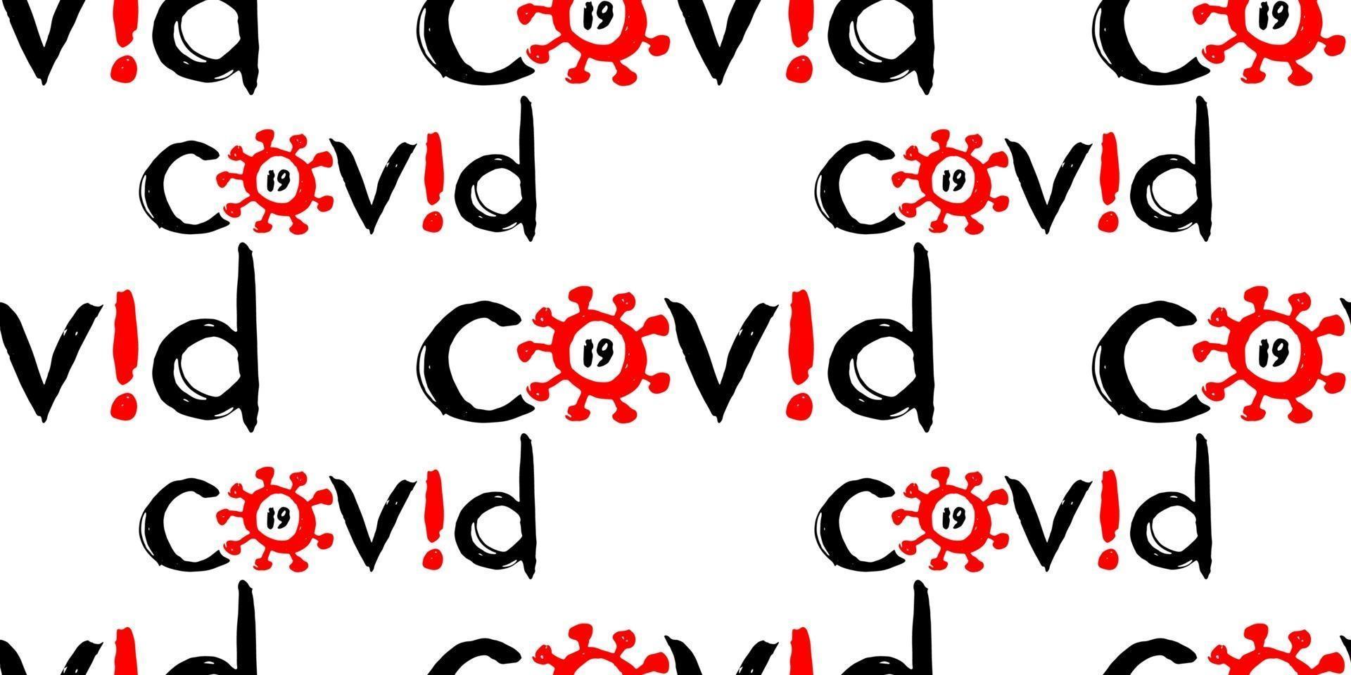 Covid pandemic logo seamless pattern vector
