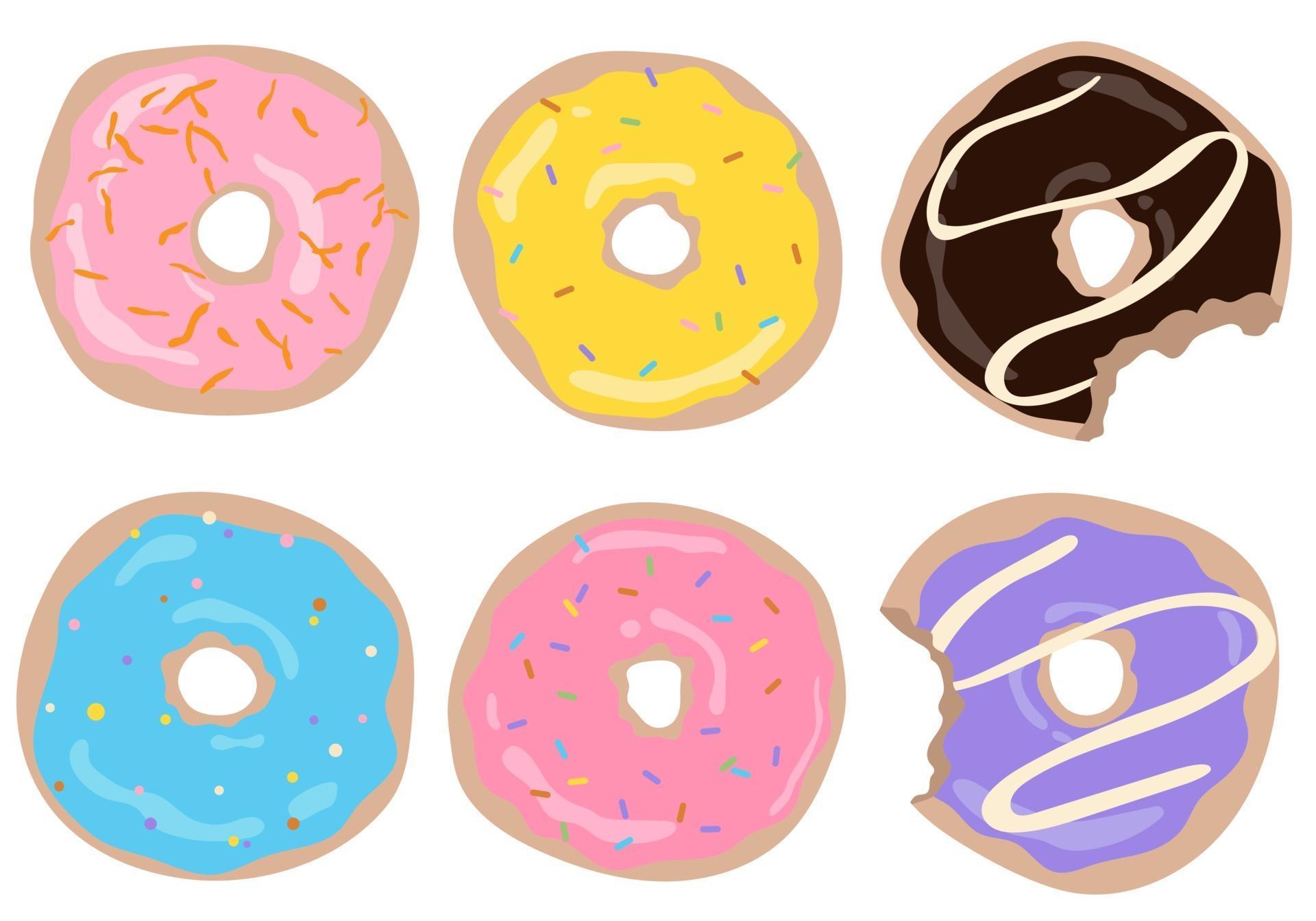 Decorations cafe Cute set of donuts in glaze on an isolated collection vector