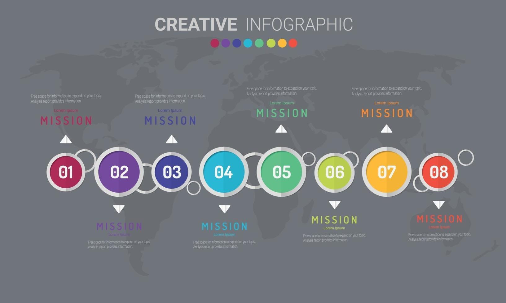 Plantilla de diseño infográfico con opción de números 8. vector