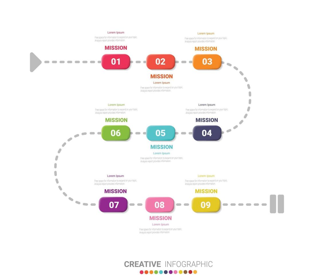 Vector Infographic design with 9 options or steps.