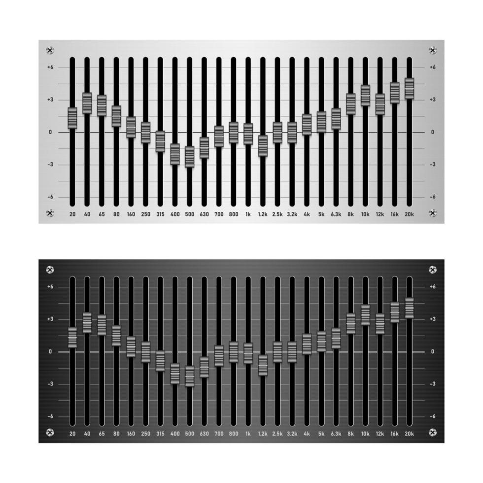 Ecualizador de audio de 24 bandas aislado sobre fondo blanco. vector