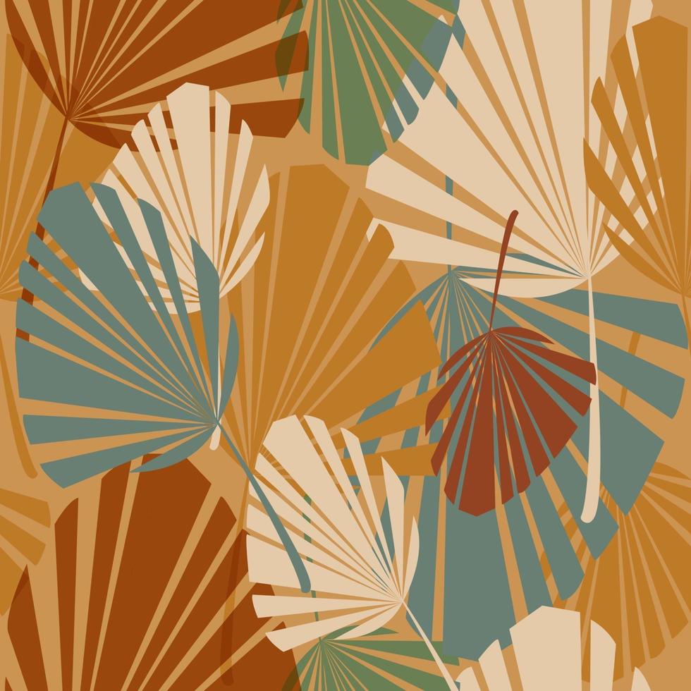 Abstract palm leaves seamless pattern vector