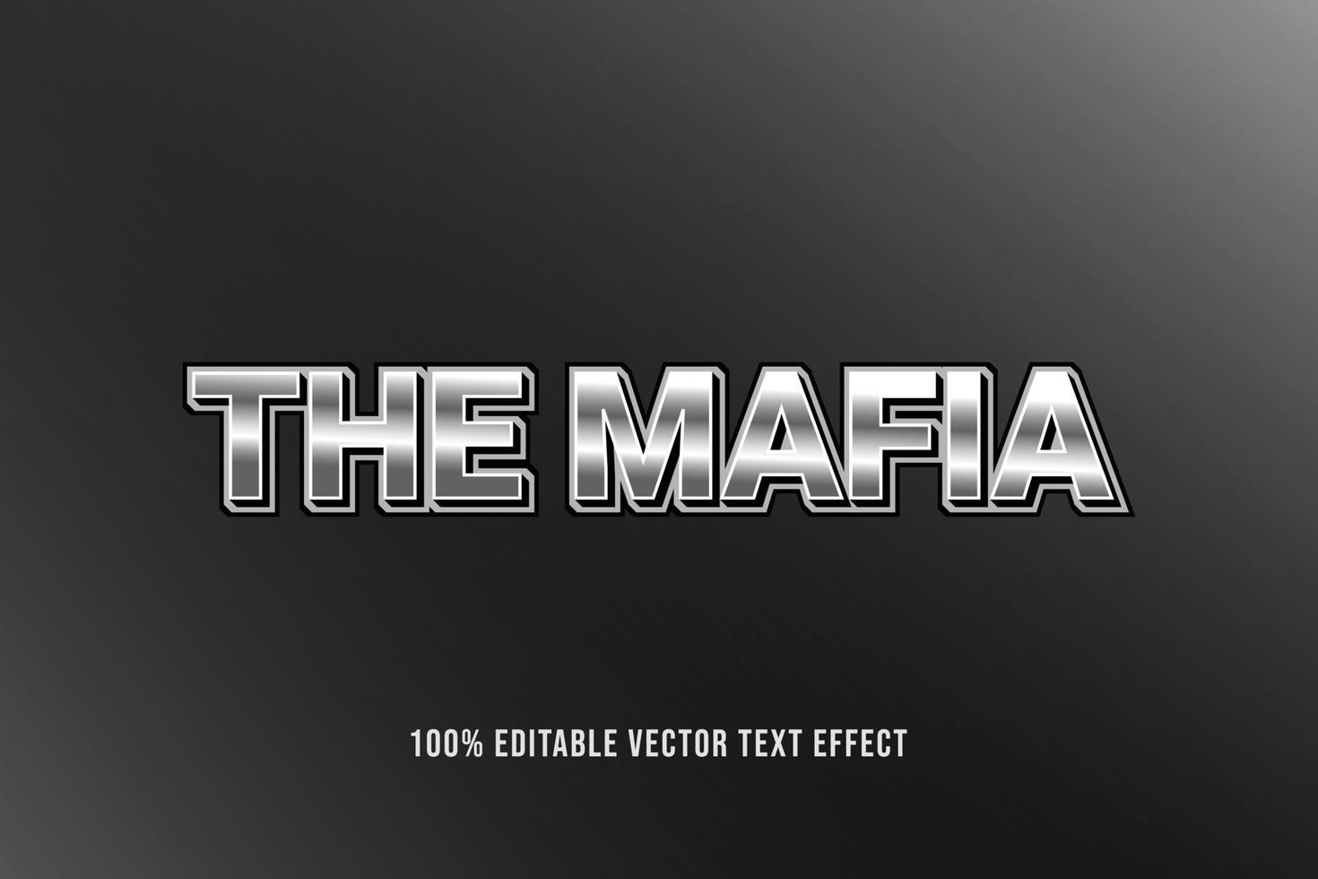 el texto editable del efecto de texto 3d de la mafia con textura cromada vector