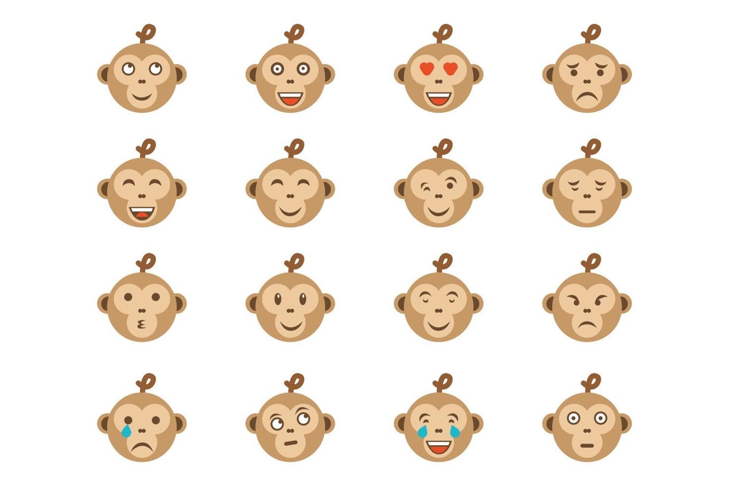 set of vector monkey emoticons