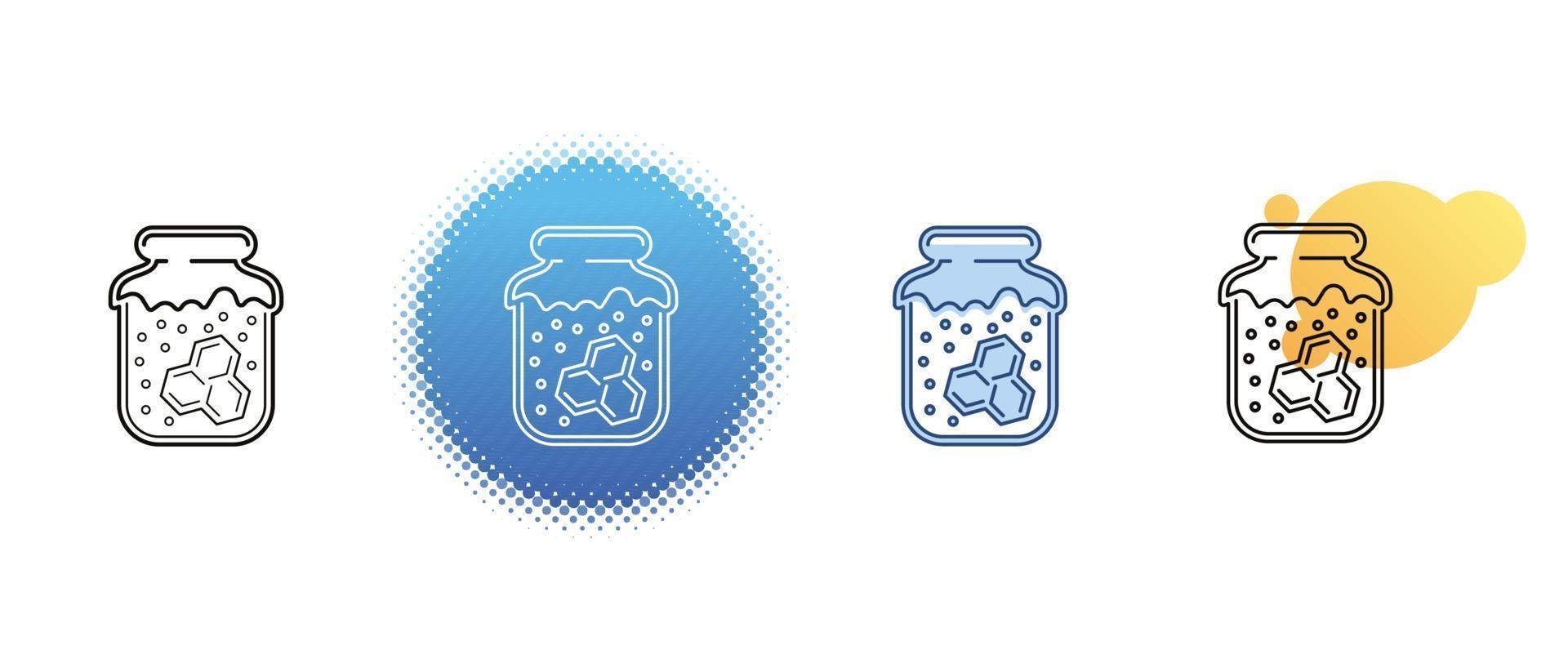 This is a set of contour and color icons of a honey jar vector