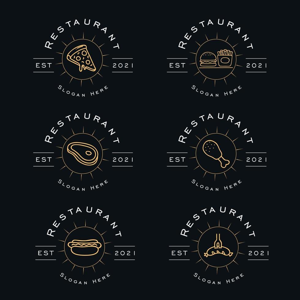 Collection of restaurant logos with food designs vector