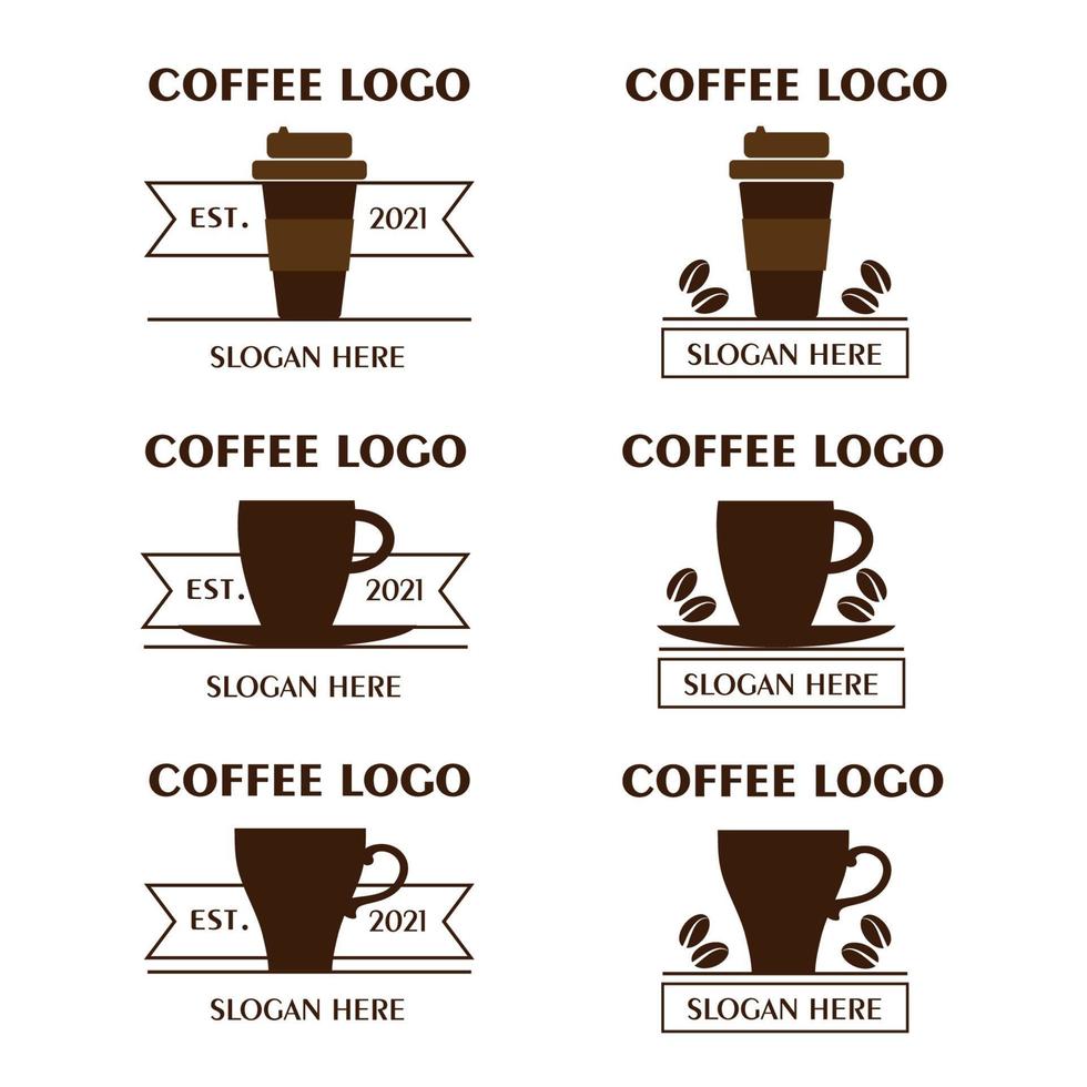 colección de logos de café con diferentes diseños en marrón vector