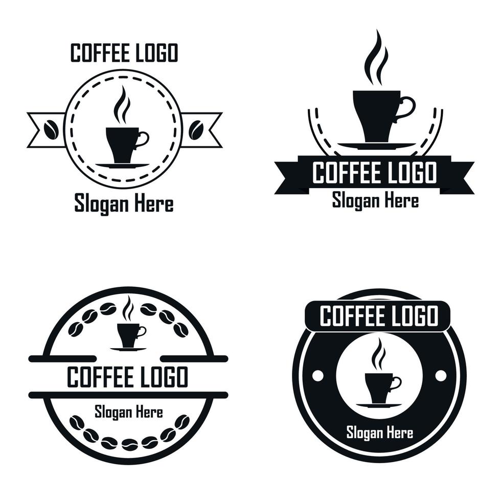 Collection of coffee logos with different designs vector