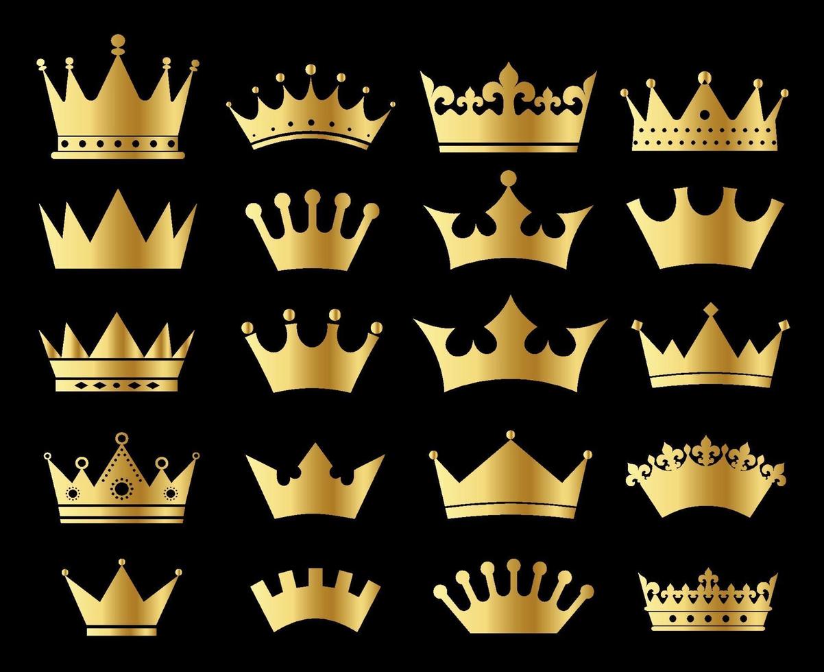 Golden crown collection vector