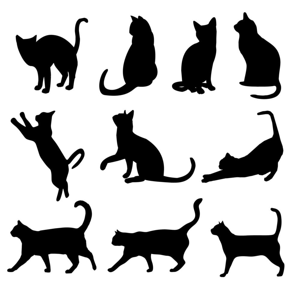 colección de siluetas de gatos vector