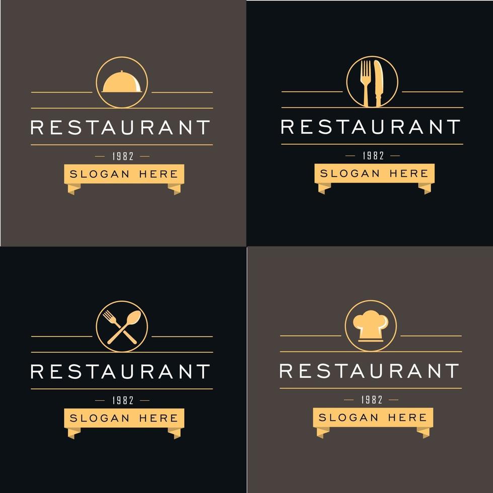 Elegant restaurant logo collection vector