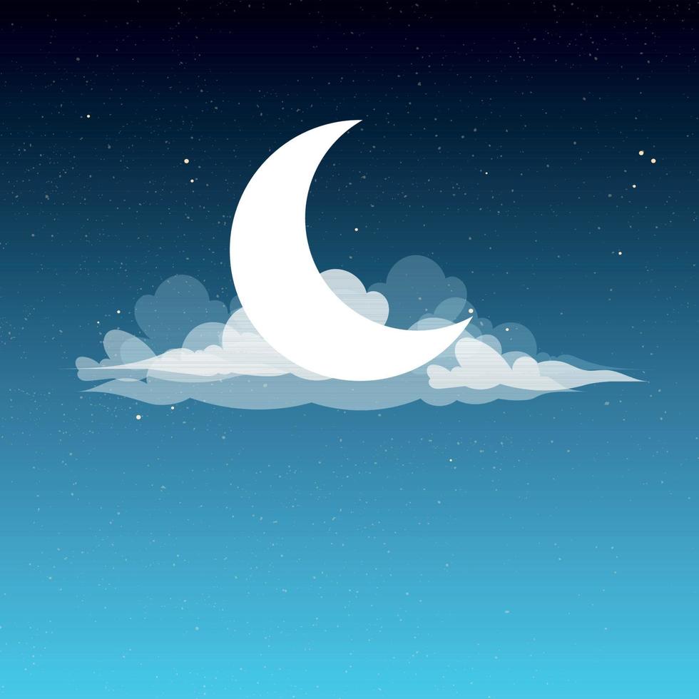 ilustración de la luna en las nubes vector