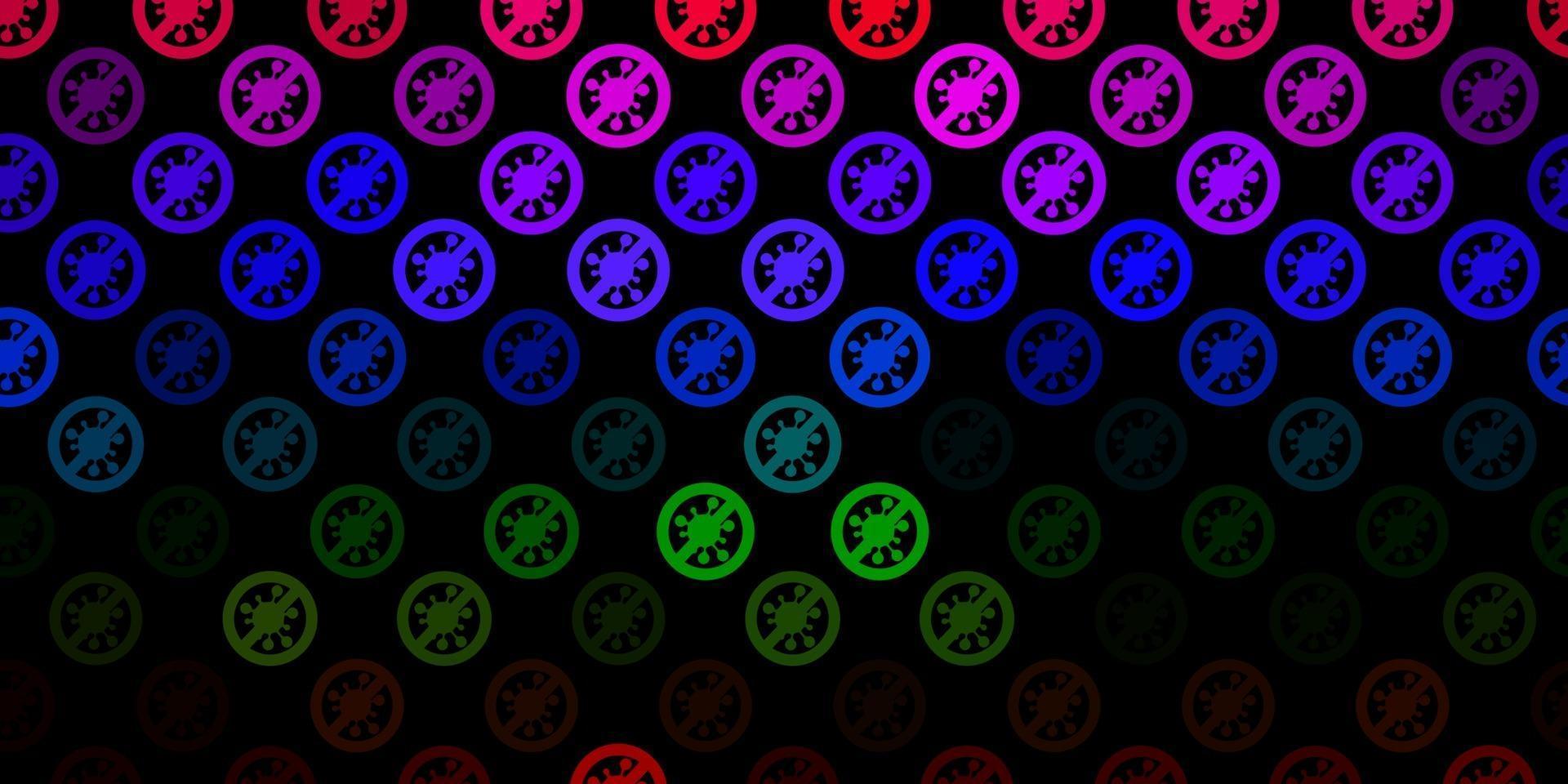 Dark Multicolor vector backdrop with virus symbols.