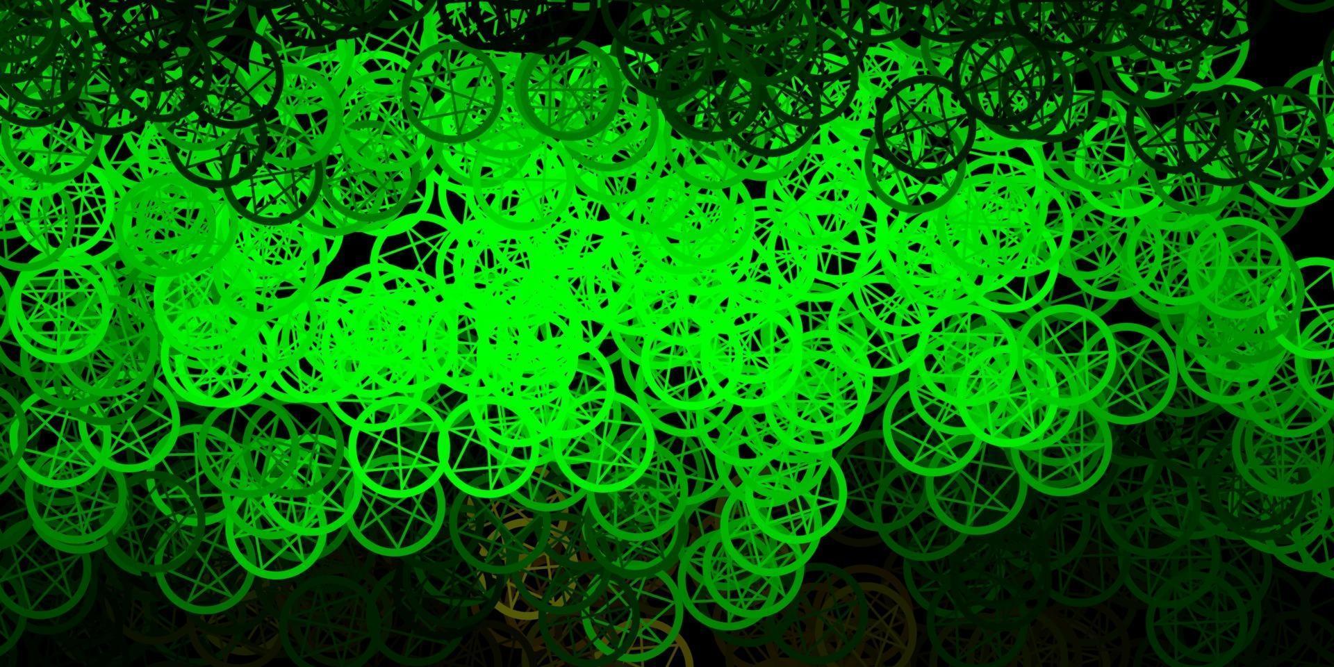 Fondo de vector verde oscuro, amarillo con símbolos ocultos.