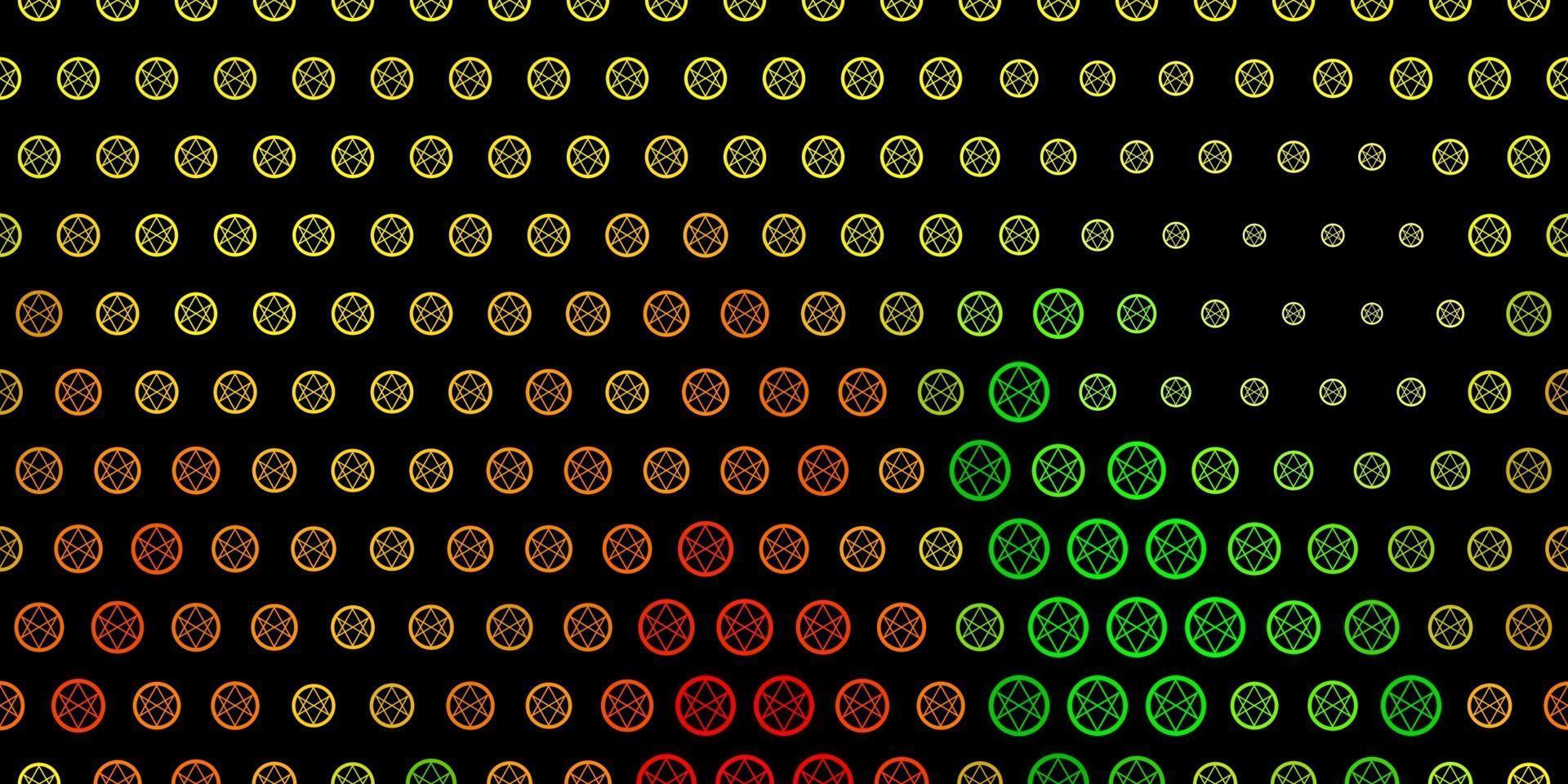 Dark Green, Yellow vector backdrop with mystery symbols.