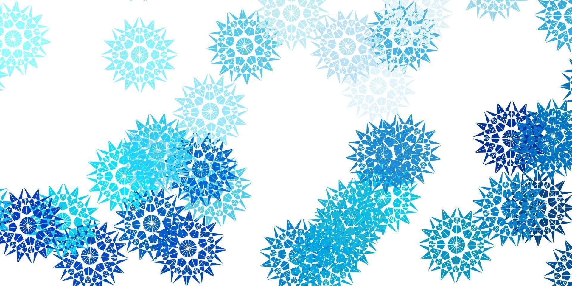 Light BLUE vector doodle template with flowers.