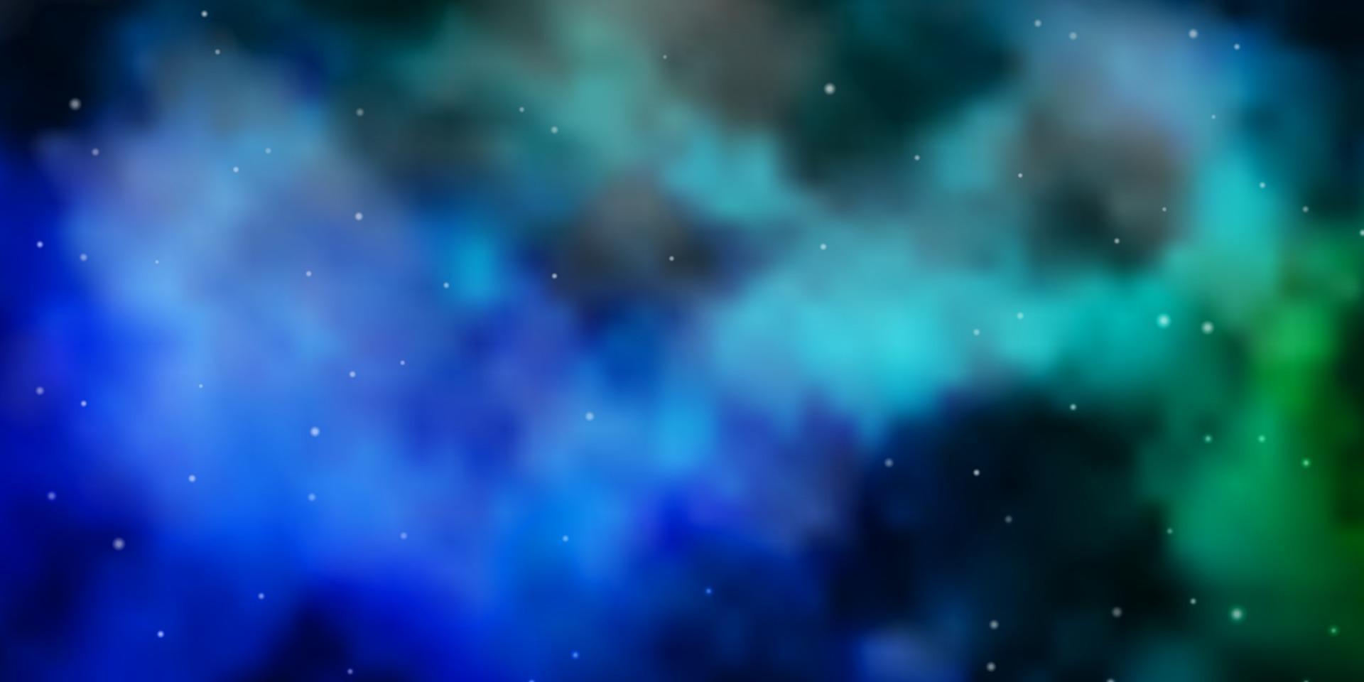 Dark Blue, Green vector background with small and big stars.