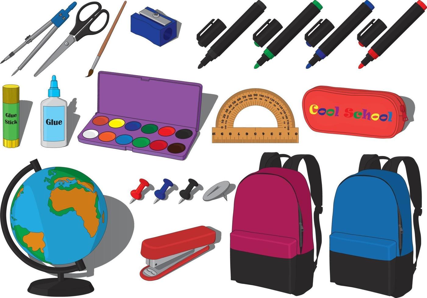 Back to school education supplies collection vector illustration