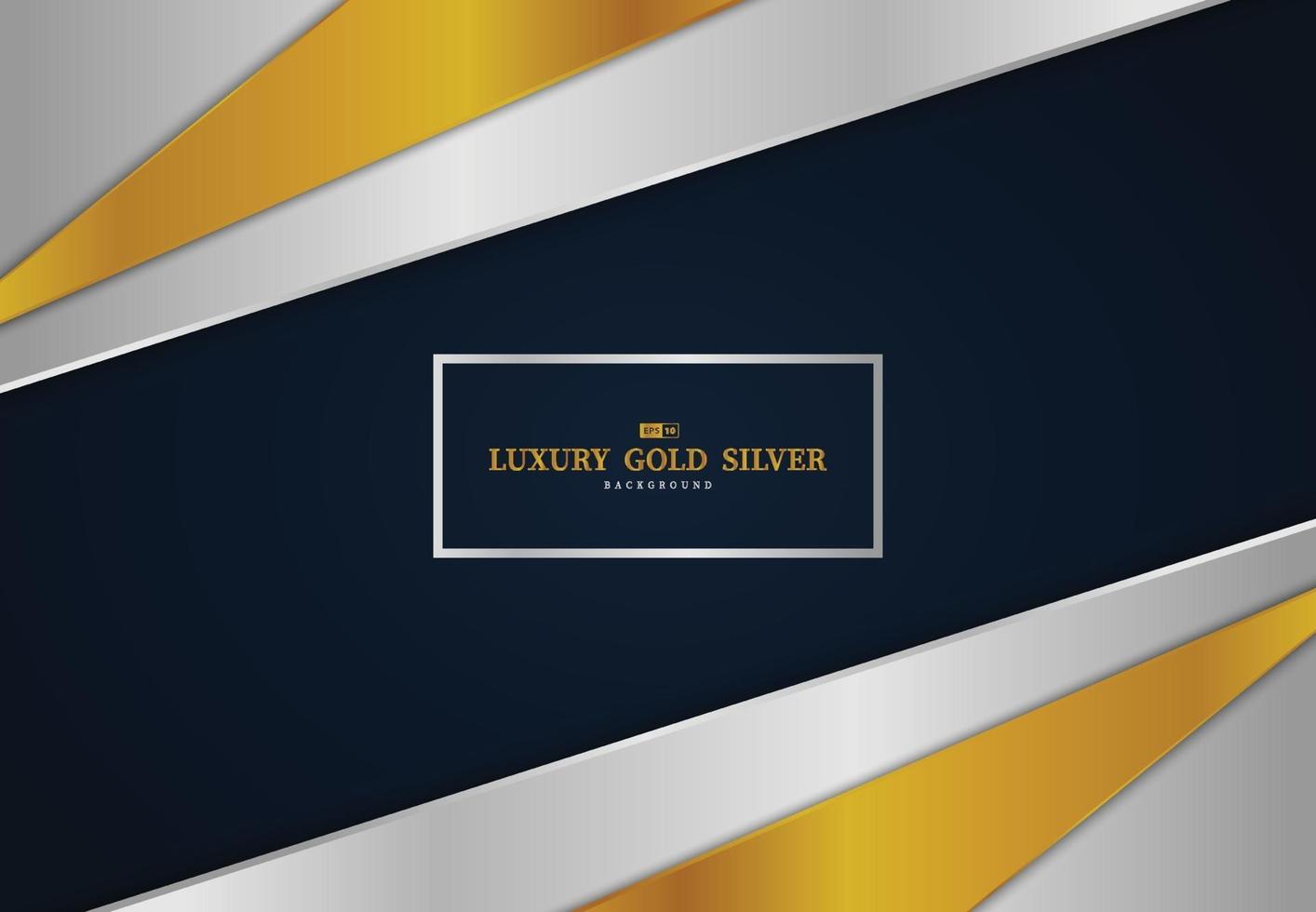 Abstract gold and silver glossy tech template design blue background. vector