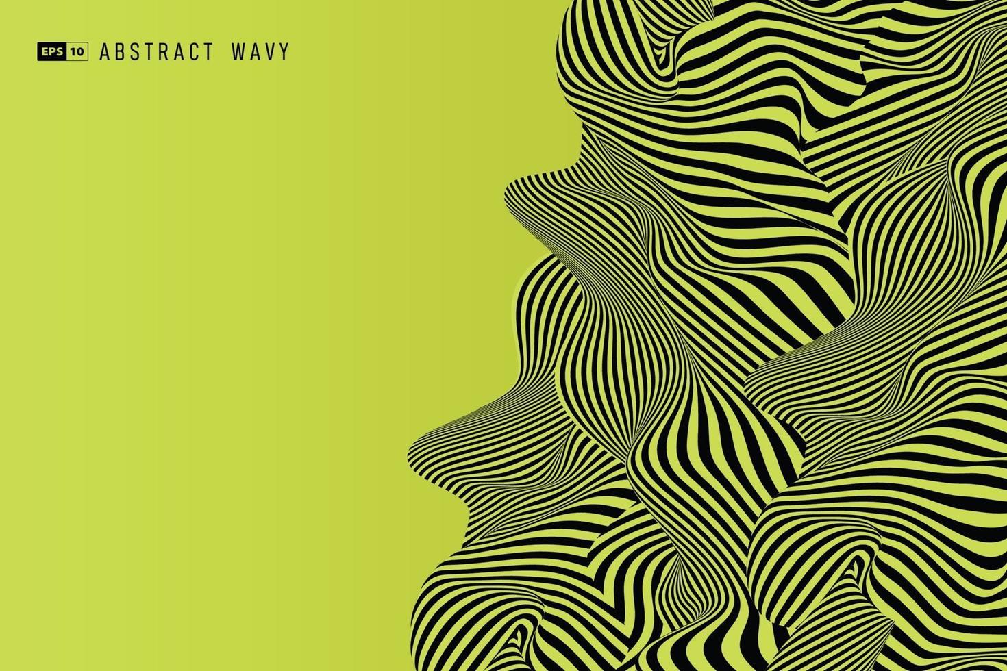 Abstract black and green swirl wavy cover artwork design background. vector