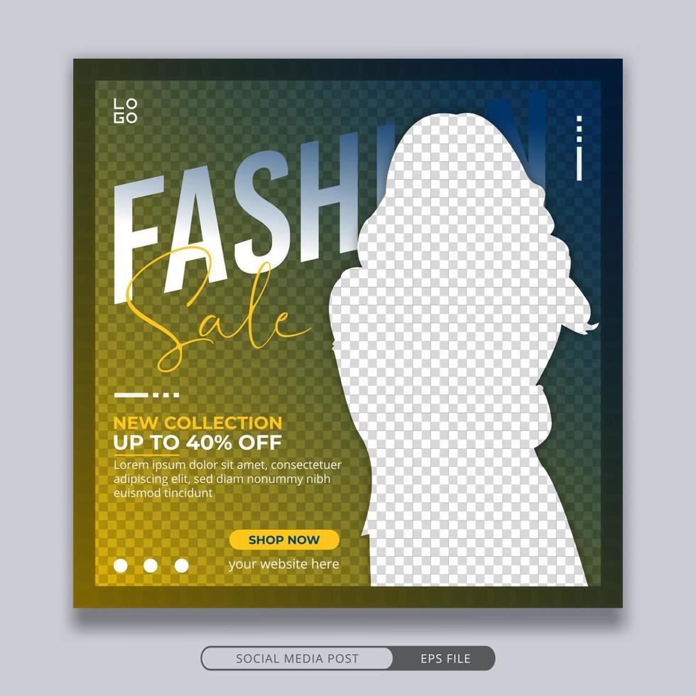 Fashion sale social media post square banner template vector