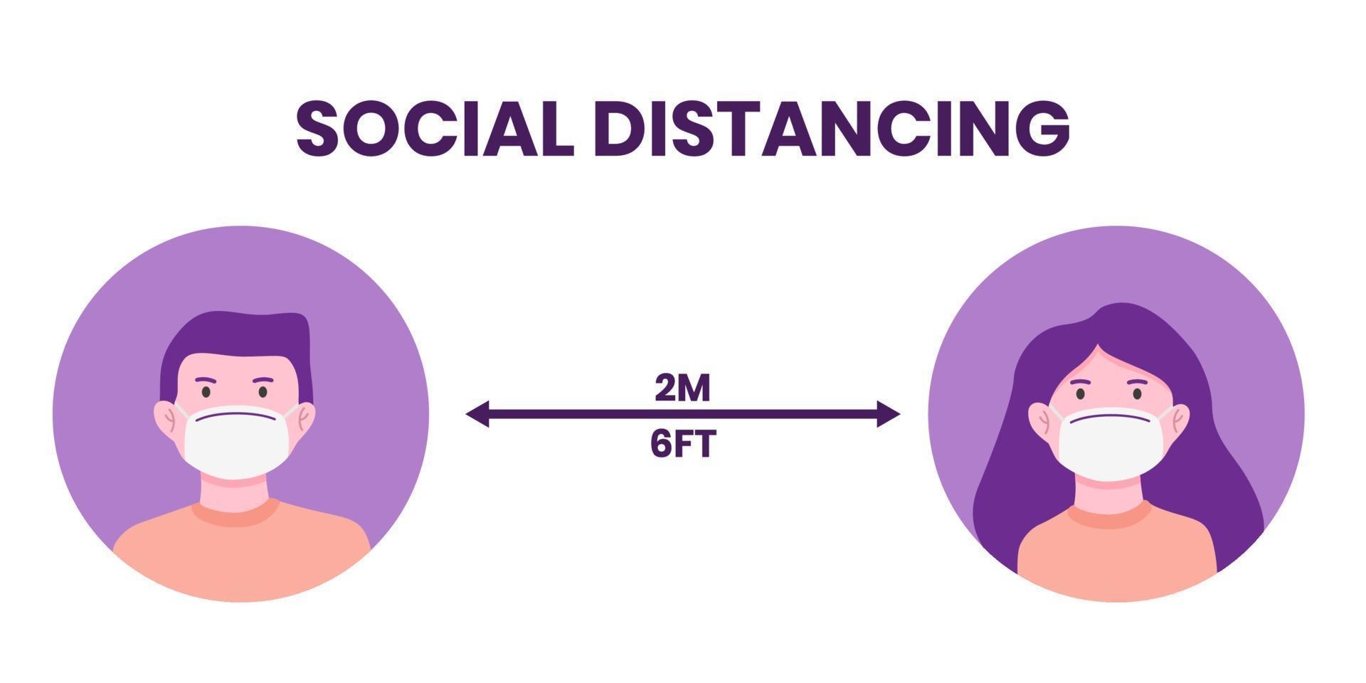 mantener la distancia en el concepto público de hombre y mujer mantener la distancia vector