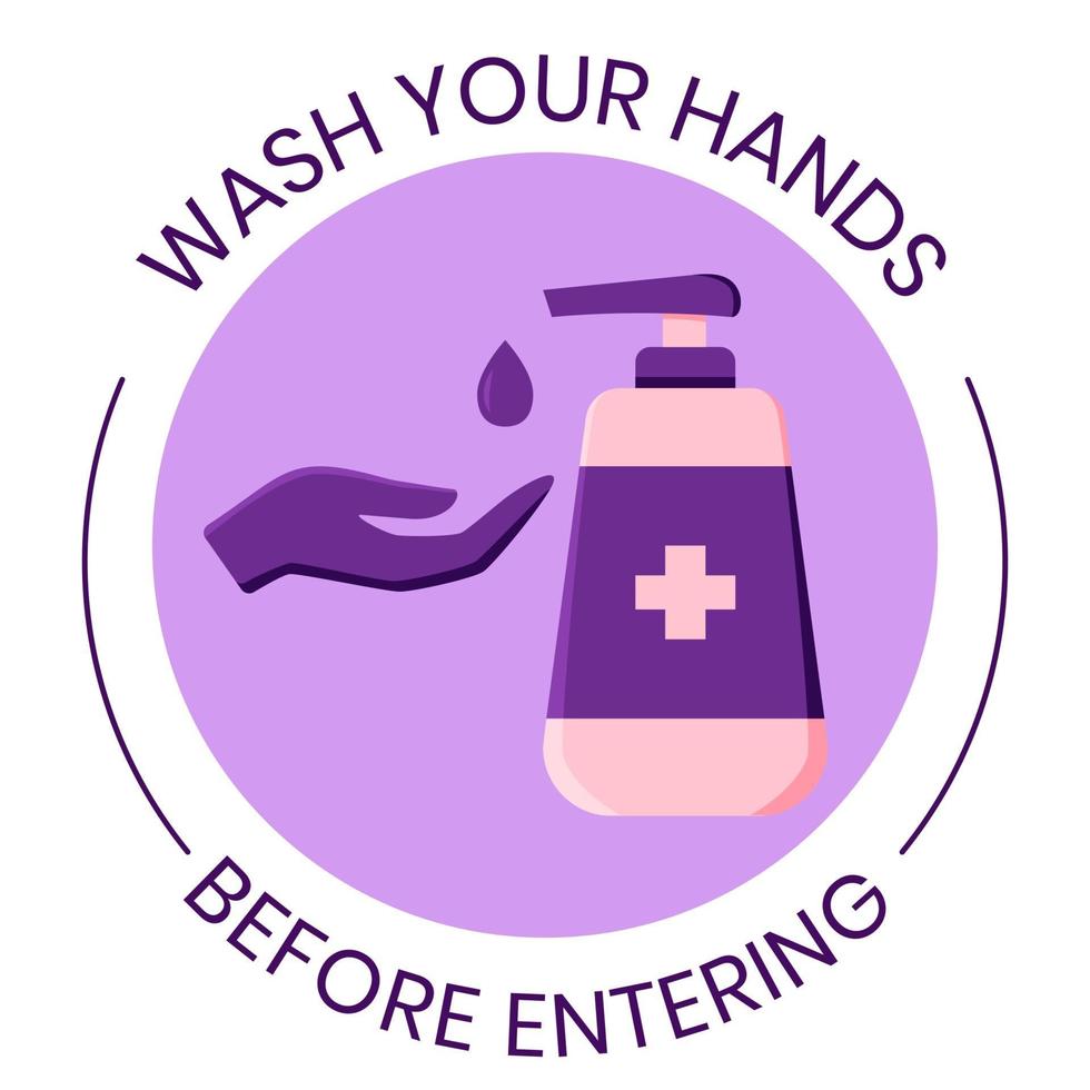 Wash your hands flat style vector with hand soap bottle illustration