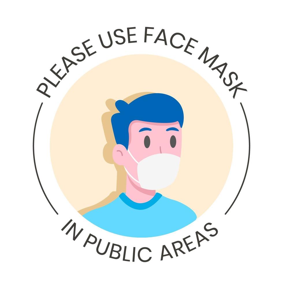 Vector illustration of man wearing face mask for virus prevention