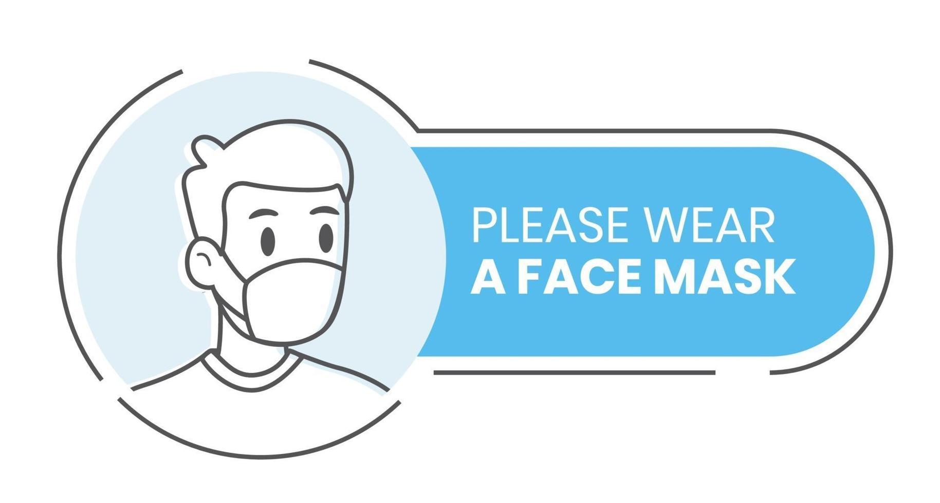 Outline style of man wearing face mask to prevent corona virus vector
