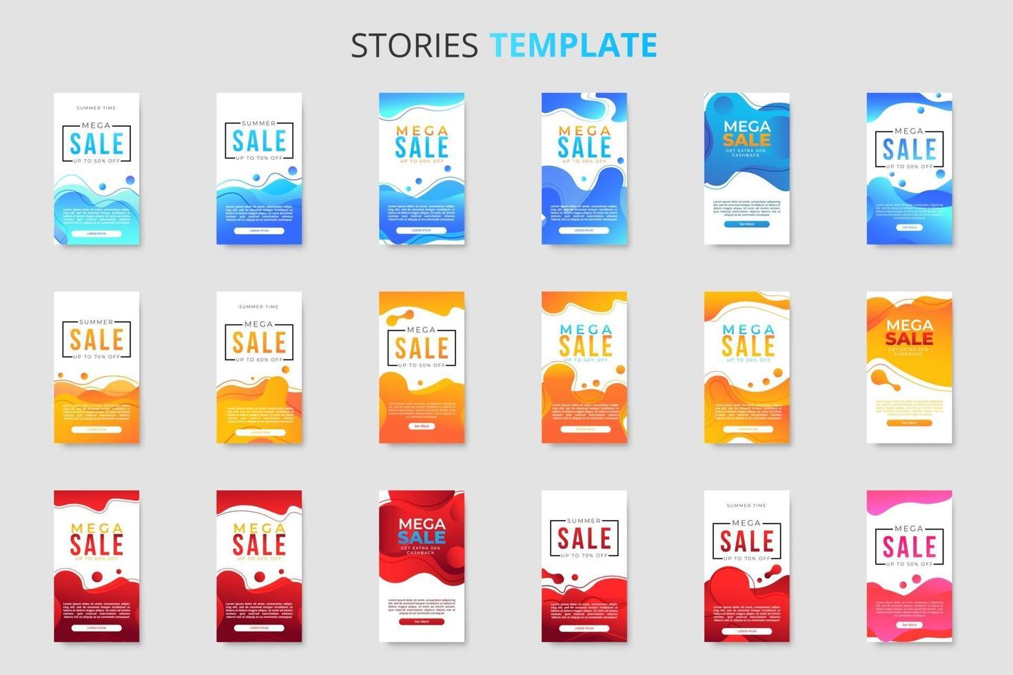 Mega collection of 18 sale banner template for social media stories vector