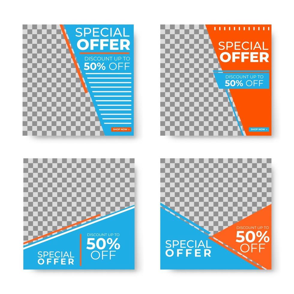 Set of 4 square banner template design with blank space for your image vector