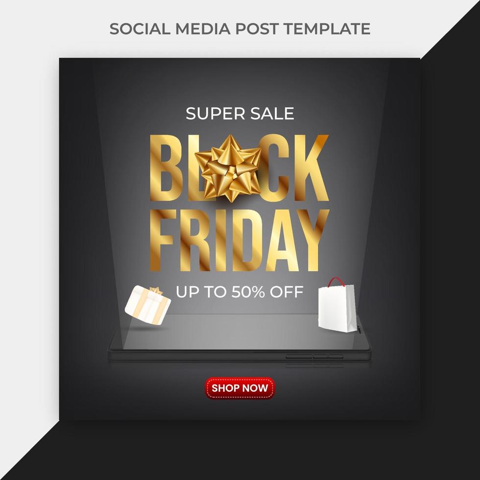Black friday super sale promotion with realistic smartphone. vector